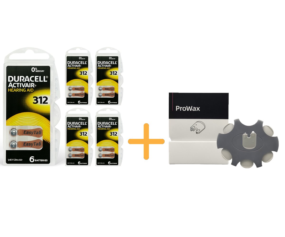 Duracell Activair 312 Numara İşitme Cihazı Pili (5 Paket x 6 Adet = 30 Adet Pil) + HEDİYE Prowax Filtre, YesMed