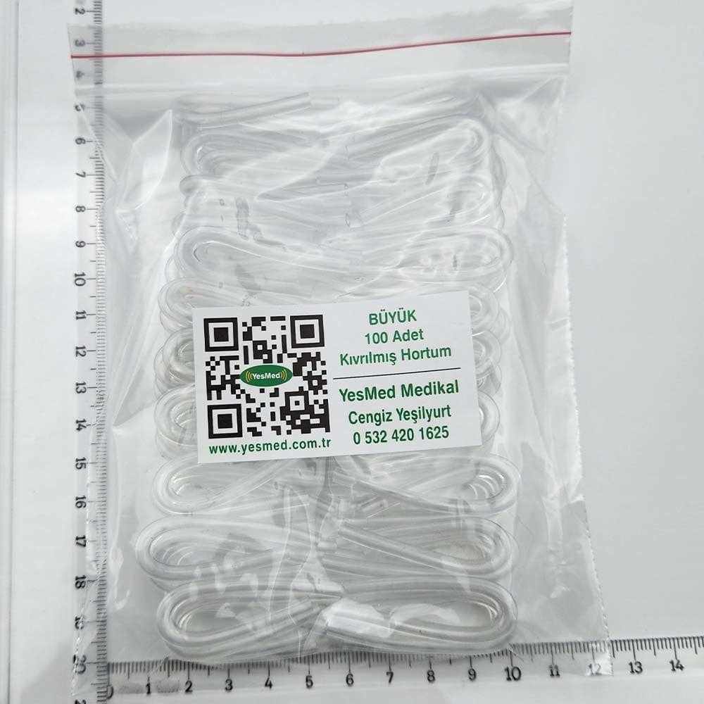 Büyük-Kalın boy İleri İşitme Kayıplı Cihazlar İçin Kıvrılmış Hortum, İşitme Cihazı Hortumu, Kulak Kalıbı Hortumu (1 Paket=100 Adet), YesMed -