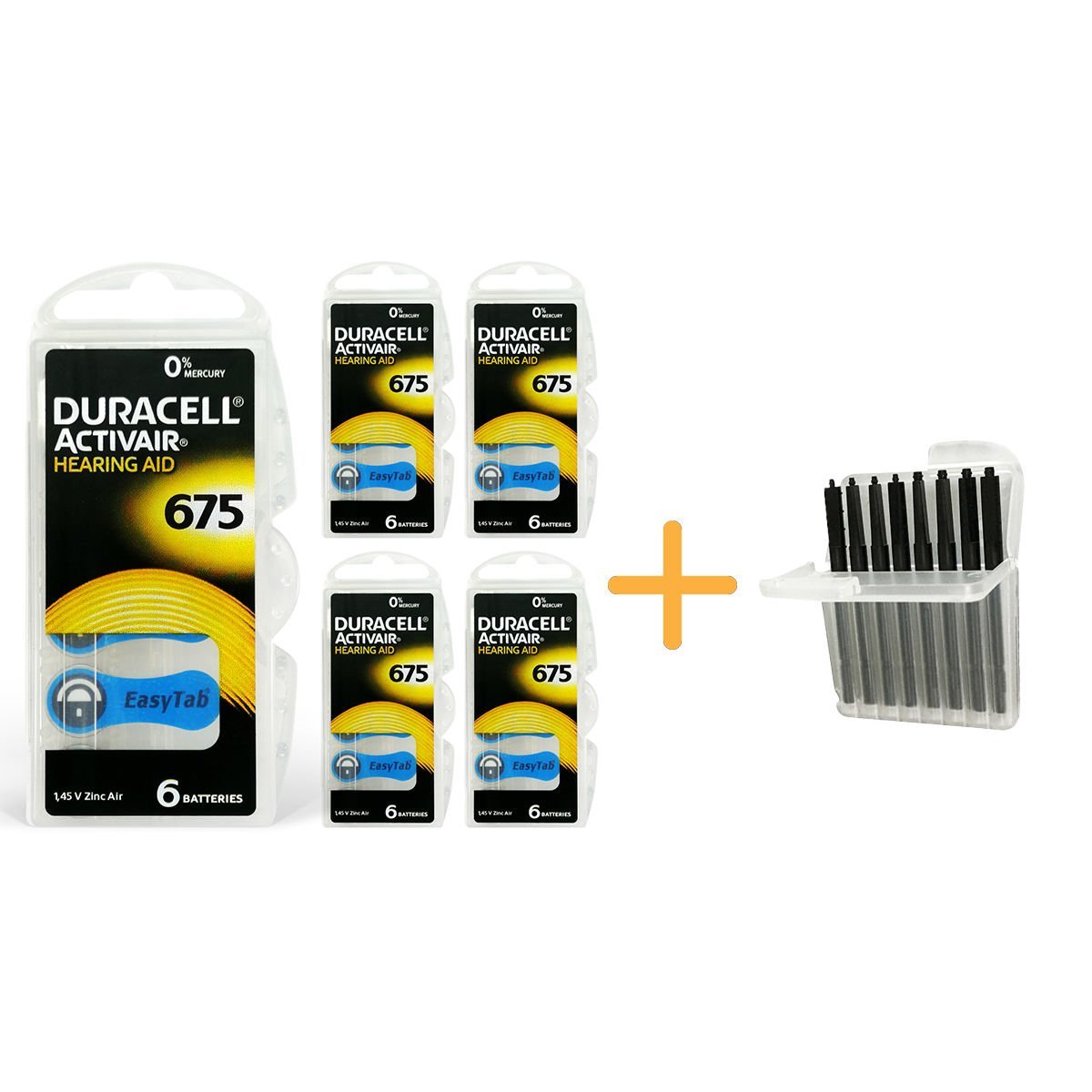 Duracell Activair 675 Numara İşitme Cihazı Pili (5 Paket x 6 Adet = 30 Adet Pil) + HEDİYE İşitme Cihazı Çubuk Filtre