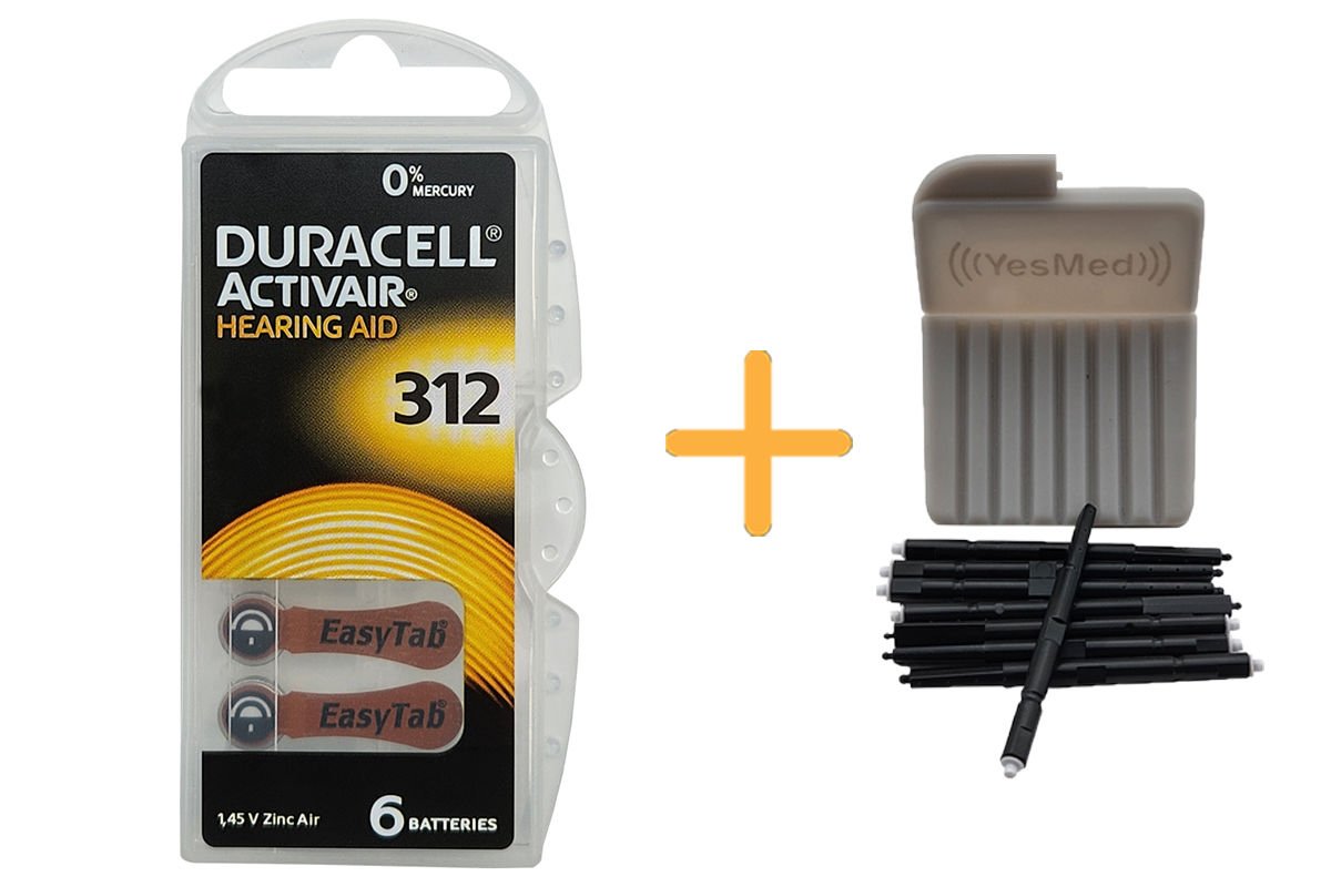 Duracell Activair 312 Numara İşitme Cihazı Pili (1 Paket = 6 Adet Pil) + HEDİYE YesMed WaxStop Filtre