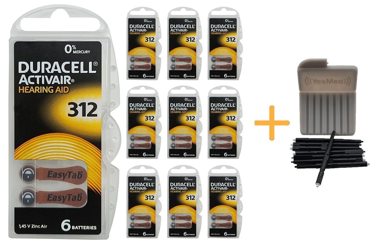 Duracell Activair 312 Numara İşitme Cihazı Pili (10 Paket x 6 Adet = 60 Adet Pil) + HEDİYE YesMed WaxStop Filtre