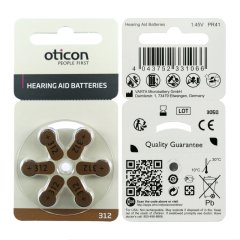 Oticon 312 Numara İşitme Cihazı Pili (10 Paket x 6 Adet = 60 Adet Pil)