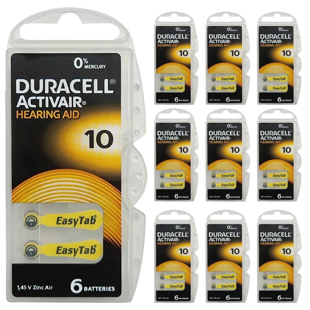 Duracell Activair 10 Numara İşitme Cihazı Pili (10 Paket x 6 Adet = 60 Adet Pil)