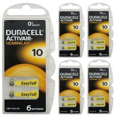 Duracell Activair 10 Numara İşitme Cihazı Pili (5 Paket x 6 Adet = 30 Adet Pil)