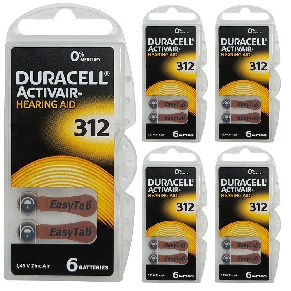 Duracell Activair 312 Numara İşitme Cihazı Pili (5 Paket x 6 Adet = 30 Adet Pil)