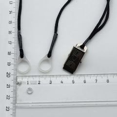 ÇİFT Halkalı SİYAH BÜYÜK Boy İpli Tutaç, Kulaklık tutamacı, İşitme Cihazı İpli Tutacağı, YesMed -