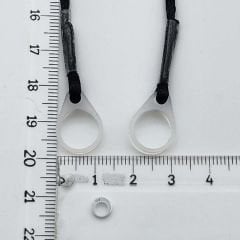 ÇİFT Halkalı SİYAH BÜYÜK Boy İpli Tutaç, Kulaklık tutamacı, İşitme Cihazı İpli Tutacağı, YesMed -