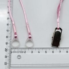 ÇİFT Halkalı PEMBE BÜYÜK Boy İpli Tutaç, Kulaklık tutamacı, İşitme Cihazı İpli Tutacağı, YesMed -