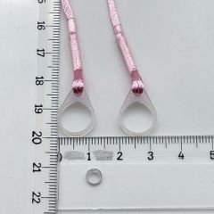 ÇİFT Halkalı PEMBE BÜYÜK Boy İpli Tutaç, Kulaklık tutamacı, İşitme Cihazı İpli Tutacağı, YesMed -
