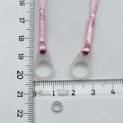 ÇİFT Halkalı PEMBE ORTA Boy İpli Tutaç, Kulaklık tutamacı, İşitme Cihazı İpli Tutacağı, YesMed -