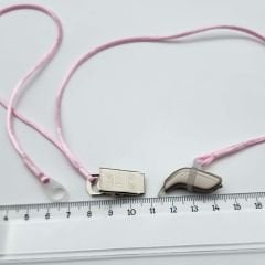 ÇİFT Halkalı PEMBE KÜÇÜK Boy İpli Tutaç, Kulaklık tutamacı, İşitme Cihazı İpli Tutacağı, YesMed -