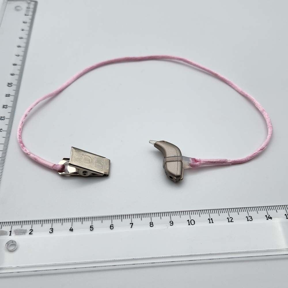 TEK Halkalı PEMBE KÜÇÜK Boy İpli Tutaç, Kulaklık tutamacı, İşitme Cihazı İpli Tutacağı, YesMed -