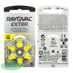 Rayovac Extra 10 Numara İşitme Cihazı Pili (10 Paket x 6 Adet = 60 Adet Pil) + HEDİYE Prowax Filtre, YesMed