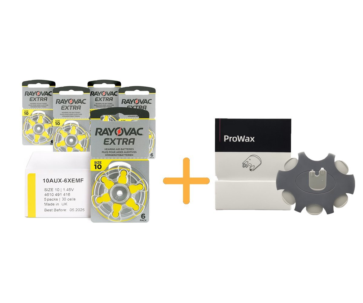 Rayovac Extra 10 Numara İşitme Cihazı Pili (5 Paket x 6 Adet = 30 Adet Pil) + HEDİYE Prowax Filtre, YesMed