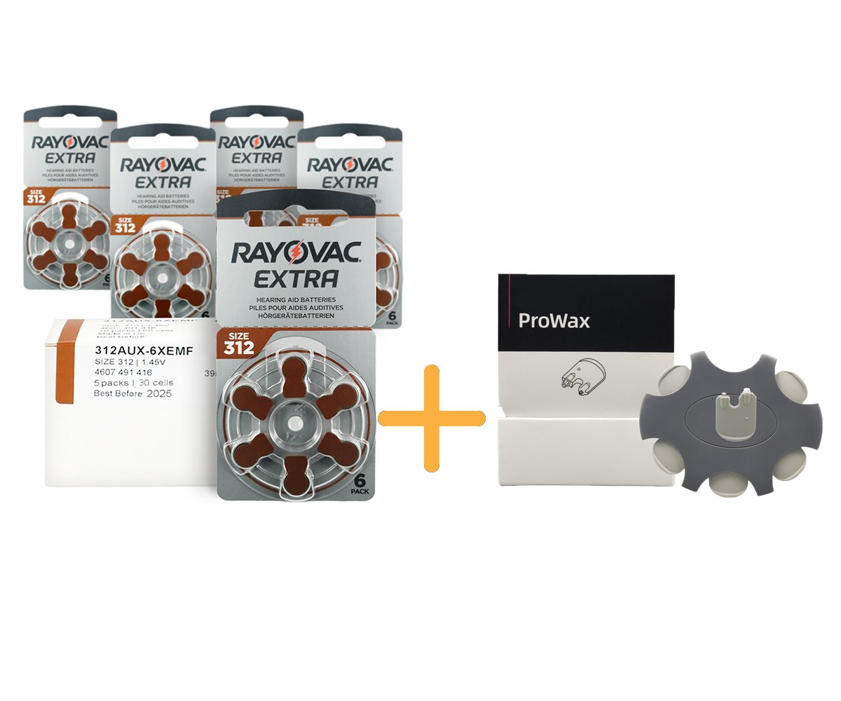 Rayovac Extra 312 Numara İşitme Cihazı Pili (5 Paket x 6 Adet = 30 Adet Pil) + HEDİYE Prowax Filtre, YesMed