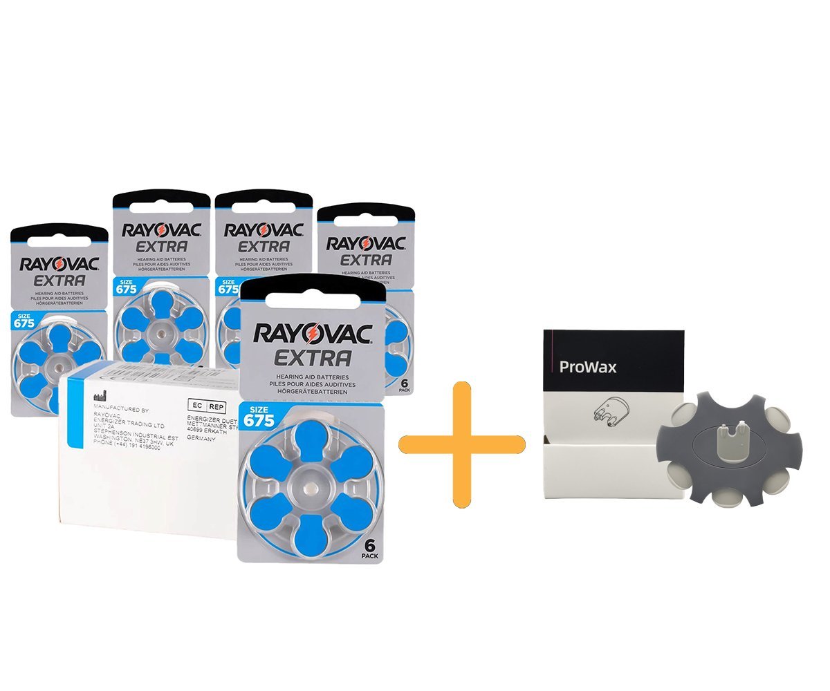 Rayovac Extra 675 Numara İşitme Cihazı Pili (5 Paket x 6 Adet = 30 Adet Pil) + HEDİYE Prowax Filtre, YesMed