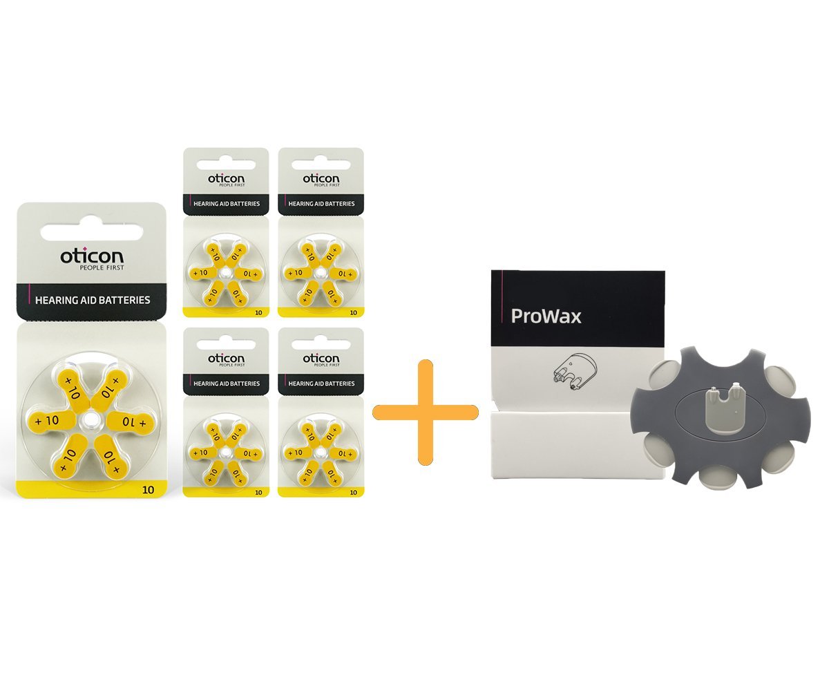 Oticon 10 Numara İşitme Cihazı Pili (5 Paket x 6 Adet= 30 Adet Pil) + HEDİYE Prowax Filtre (Oticon İşitme Cihazı Uyumlu), YesMed