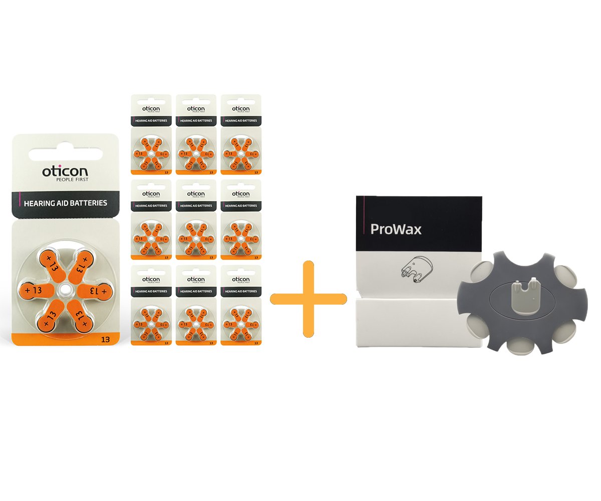Oticon 13 Numara İşitme Cihazı Pili (10 Paket x 6 Adet= 60 Adet Pil) + HEDİYE Prowax Filtre (Oticon İşitme Cihazı Uyumlu), YesMed