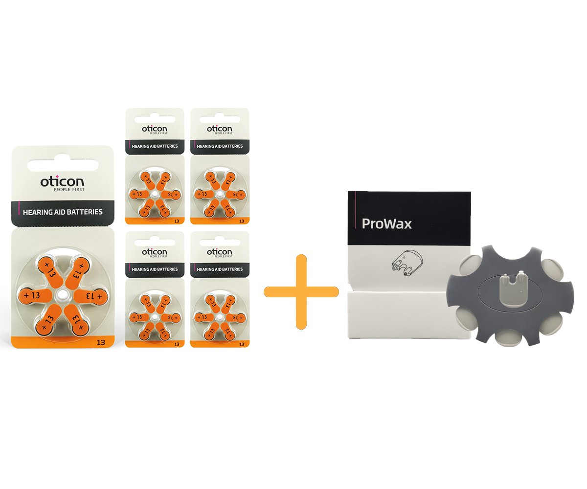 Oticon 13 Numara İşitme Cihazı Pili (5 Paket x 6 Adet= 30 Adet Pil) + HEDİYE Prowax Filtre (Oticon İşitme Cihazı Uyumlu), YesMed