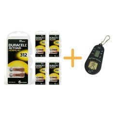 Duracell Activair 312 Numara İşitme Cihazı Pili (5 Paket x 6 Adet = 30 Adet Pil) + HEDİYE İşitme Cihazı Pil Ölçer, YesMed