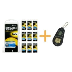 Duracell Activair 675 Numara İşitme Cihazı Pili (10 Paket x 6 Adet = 60 Adet Pil) + HEDİYE İşitme Cihazı Pil Ölçer, YesMed
