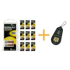 Duracell Activair 312 Numara İşitme Cihazı Pili (10 Paket x 6 Adet = 60 Adet Pil) + HEDİYE İşitme Cihazı Pil Ölçer, YesMed