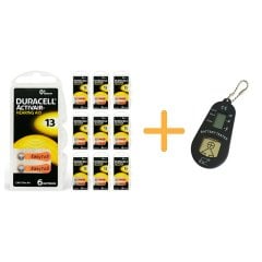 Duracell Activair 13 Numara İşitme Cihazı Pili (10 Paket x 6 Adet = 60 Adet Pil) + HEDİYE İşitme Cihazı Pil Ölçer, YesMed