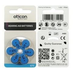 Oticon 675 Numara İşitme Cihazı Pili (5 Paket x 6 Adet= 30 Adet Pil) + HEDİYE İşitme Cihazı Pil Ölçer, YesMed