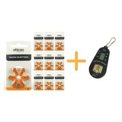 Oticon 13 Numara İşitme Cihazı Pili (10 Paket x 6 Adet= 60 Adet Pil) + HEDİYE İşitme Cihazı Pil Ölçer, YesMed