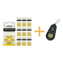 Oticon 10 Numara İşitme Cihazı Pili (10 Paket x 6 Adet= 60 Adet Pil) + HEDİYE İşitme Cihazı Pil Ölçer, YesMed