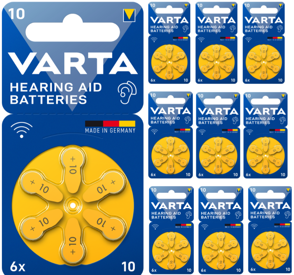 Varta 10 Numara İşitme Cihazı Pili, Kulaklık Pili, Duyma Pili, Kulak Pili, Kulak Cihazı Pili (10 Paket = 60 Adet Pil)