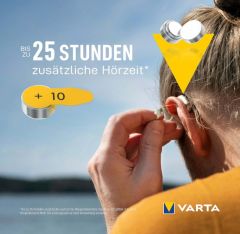 Varta 10 Numara İşitme Cihazı Pili, Kulaklık Pili, Duyma Pili, Kulak Pili, Kulak Cihazı Pili (10 Paket = 60 Adet Pil)