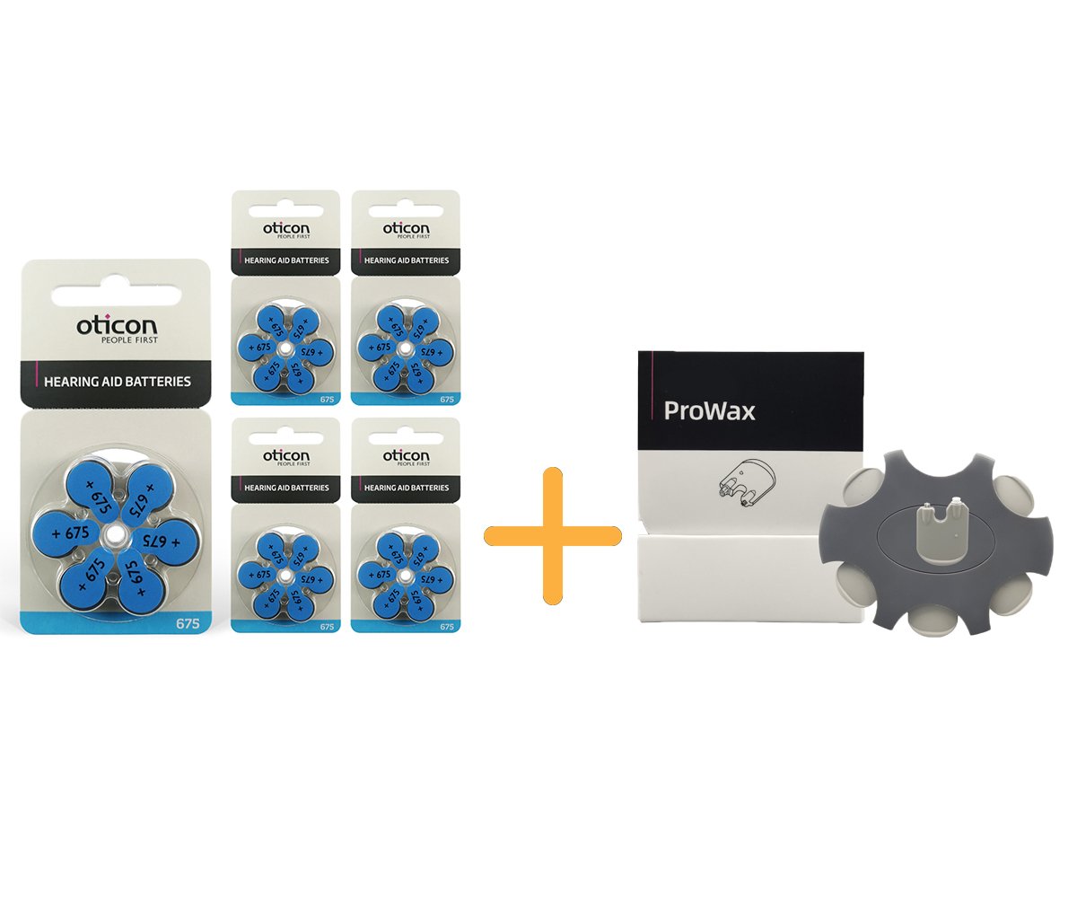 Oticon 675 Numara İşitme Cihazı Pili (5 Paket x 6 Adet= 30 Adet Pil) + HEDİYE Prowax Filtre (Oticon İşitme Cihazı Uyumlu), YesMed