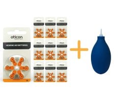 Oticon 13 Numara İşitme Cihazı Pili (10 Paket x 6 Adet= 60 Adet Pil) + HEDİYE İşitme Cihazı El Pompası (Puar), YesMed