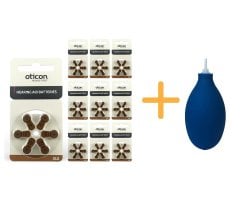 Oticon 312 Numara İşitme Cihazı Pili (10 Paket x 6 Adet= 60 Adet Pil) + HEDİYE İşitme Cihazı El Pompası (Puar), YesMed