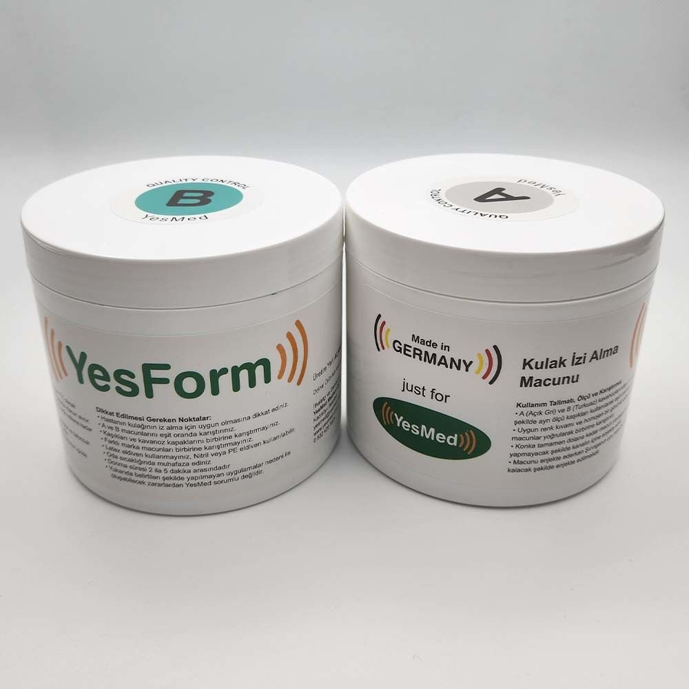 YesForm İz Alma Macunu, A + B karışım Kalıp Hamuru, Kulak izi alma macunu, Kulak Kalıp silikonu, YesMed -
