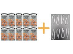 Rayovac Extra 13 Numara İşitme Cihazı Pili (10 Paket x 6 Adet = 60 Adet Pil) + HEDİYE İşitme Cihazı Hortumu (8 Adet, Orta-Standart olan Kıvrılmış Hortum), YesMed