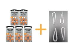 Rayovac Extra 13 Numara İşitme Cihazı Pili (5 Paket x 6 Adet = 30 Adet Pil) + HEDİYE İşitme Cihazı Hortumu (4 Adet, Orta-Standart olan Kıvrılmış Hortum), YesMed