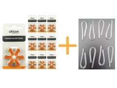 Oticon 13 Numara İşitme Cihazı Pili (10 Paket x 6 Adet= 60 Adet Pil) + HEDİYE İşitme Cihazı Hortumu (8 Adet, Orta-Standart olan Kıvrılmış Hortum), YesMed