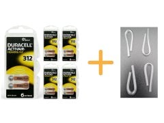 Duracell 312 Numara İşitme Cihazı Pili (5 Paket x 6 Adet = 30 Adet Pil) + HEDİYE İşitme Cihazı Hortumu (4 Adet), YesMed