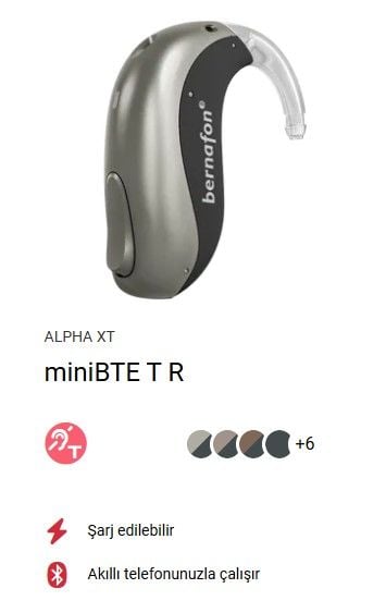 Bernafon Alpha XT  miniBTE T R, Kulak Arkası Şarj edilebilir İşitme Cihazı Bernafon Şarjlı Kulak Cihazı Alpha XT  miniBTE T R