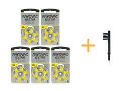 Rayovac Extra 10 Numara İşitme Cihazı Pili (5 Paket x 6 Adet = 30 Adet Pil) + HEDİYE Mıknatıslı İşitme Cihazı Temizleme Fırçası, YesMed