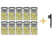 Rayovac Extra 10 Numara İşitme Cihazı Pili (10 Paket x 6 Adet = 60 Adet Pil) + HEDİYE Mıknatıslı İşitme Cihazı Temizleme Fırçası, YesMed