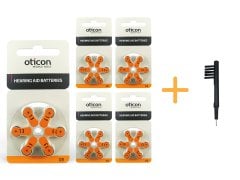 Oticon 13 Numara İşitme Cihazı Pili (5 Paket x 6 Adet= 30 Adet Pil) + HEDİYE Mıknatıslı İşitme Cihazı Temizleme Fırçası, YesMed