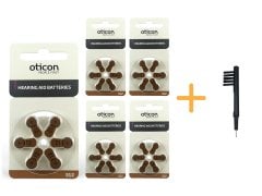 Oticon 312 Numara İşitme Cihazı Pili (5 Paket x 6 Adet= 30 Adet Pil) + HEDİYE Mıknatıslı İşitme Cihazı Temizleme Fırçası, YesMed
