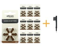 Oticon 312 Numara İşitme Cihazı Pili (10 Paket x 6 Adet= 60 Adet Pil) + HEDİYE Mıknatıslı İşitme Cihazı Temizleme Fırçası, YesMed