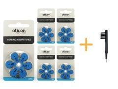 Oticon 675 Numara İşitme Cihazı Pili (5 Paket x 6 Adet= 30 Adet Pil) + HEDİYE Mıknatıslı İşitme Cihazı Temizleme Fırçası, YesMed