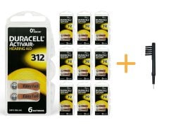 Duracell Activair 312 Numara İşitme Cihazı Pili (10 Paket x 6 Adet = 60 Adet Pil) + HEDİYE Mıknatıslı İşitme Cihazı Temizleme Fırçası, YesMed