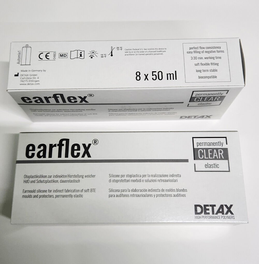 Şeffaf Biopar Malzeme, Transparent Kulak Kalıbı Silikonu, Elastik Otoplastik Silikon, İşitme Cihazı kalıbı silikonu, DETAX earflex Clear (Ref:03192)