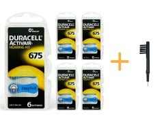 Duracell Activair 675 Numara İşitme Cihazı Pili (5 Paket x 6 Adet = 30 Adet Pil) + HEDİYE Mıknatıslı İşitme Cihazı Temizleme Fırçası, YesMed
